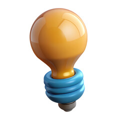 Colorful cartoon light bulb design with blue base on white background 