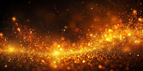 Fototapeta premium Orange gold glow dust particles flowing, orange, gold, glow, dust, particles, flowing, abstract, background, light, vibrant