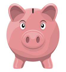 ceramic pink pig money box for saving money vector illustration isolated on white background