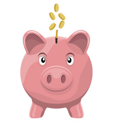 ceramic pink pig money box for saving money vector illustration isolated on white background