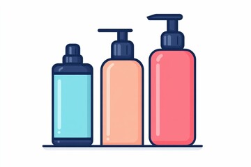 Simple Icons of Body Lotion Body Wash and Loofah in Clean Modern Style Isolated on White Background  Cosmetic and Hygiene Products for Skin Care Routine and Wellness