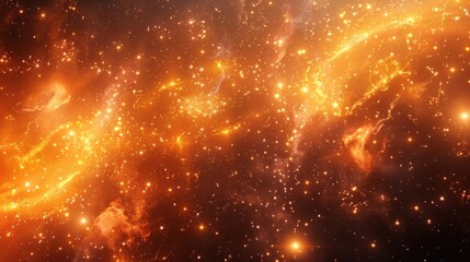 Fototapeta premium Fiery Cosmic Explosion of Radiant Celestial Lights and Scorching Supernova Flames A stunning abstract background depicting an intense and dynamic galactic inferno with vibrant flames sparks