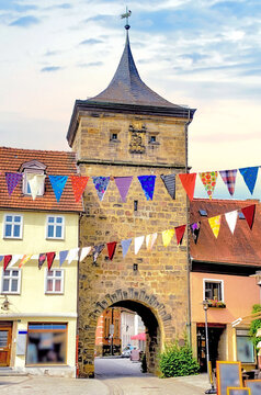 Lower city tower (Unterer Stadtturm) at the old town of Lichtenfels in Upper Franconia, Bavaria, Germany