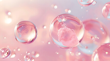 Pink Soap Bubbles Floating in Soft Background