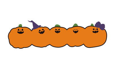 並んだジャック・オ・ランタンのフレーム(オレンジ縁あり)