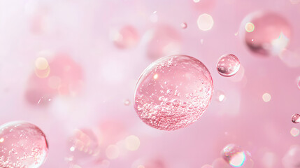 Bubbles in Soft Pink Background