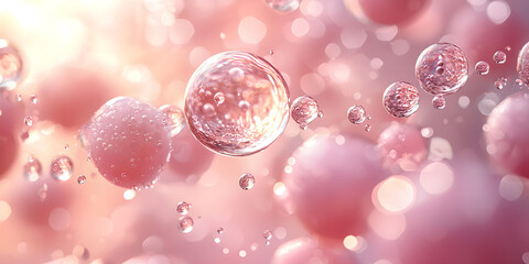 Bubbles and Light in Soft Pink Background