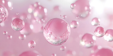 Soft Pink Bubbles with Reflections in Gentle Light