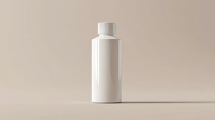 White plastic bottle with a lid on a neutral background.