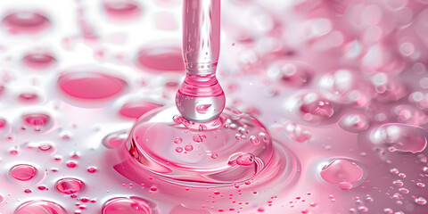Delicate Pink Water Droplets on Smooth Surface