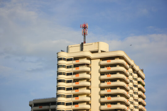 Mobile phone tower on building