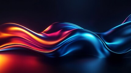 Obraz premium Neon Lights on Black Silk Satin Background. AI generated illustration