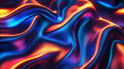 Obraz premium Neon Lights on Black Silk Satin Background. AI generated illustration