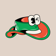 Doodle cute character illustration cowboy hat sticker