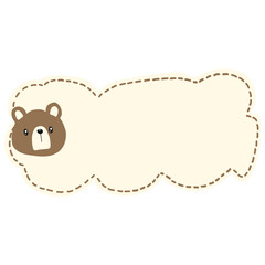 Bear label, memo pad, sticker notes, digital sticker, little bear