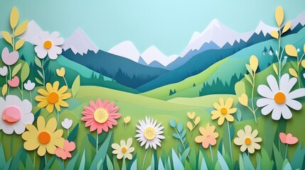 Vast grassy plains with an abundance of wildflowers and natural beauty Lush green fields filled with vibrant wildflowers and stunning landscapes