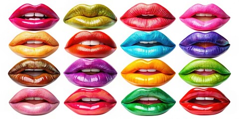 Discover an elegant and colorful collection of lips clipart, designed for graphic design and creative projects, adding a unique flair to your artistic expressions.