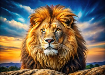 Naklejka premium A captivating assortment of lion photographs to inspire your drawings and sketches, showcasing diverse styles and perspectives to enhance your artistic creativity and vision.