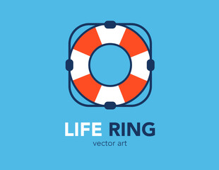 Life Preserver Clip Art Isolated. A detailed red and white life preserver naval safety device isolated.
