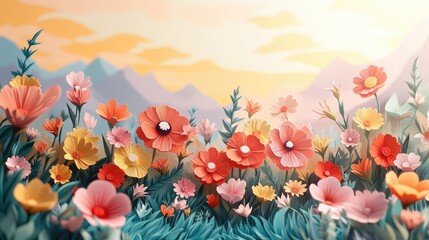 Vibrant flowers in a sunlit field showcasing the beauty of nature Ideal for use as a stunning background Colorful flowers in a bright field perfect for a beautiful background