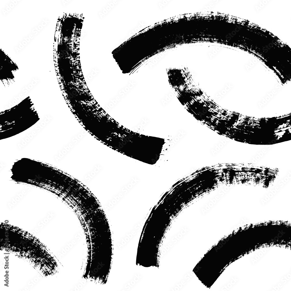 Aufkleber vector geometric pattern. seamless black and white brush stroke background. semicircles print with d