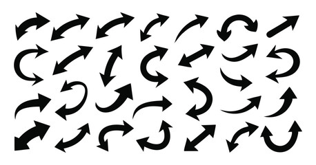 Obraz premium Set of Black Rotating Arrows - Vector Icons for Cycle and Refresh Concepts