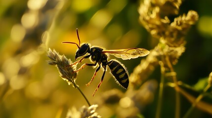 Close-Up Photo of a Wasp on a Plant
