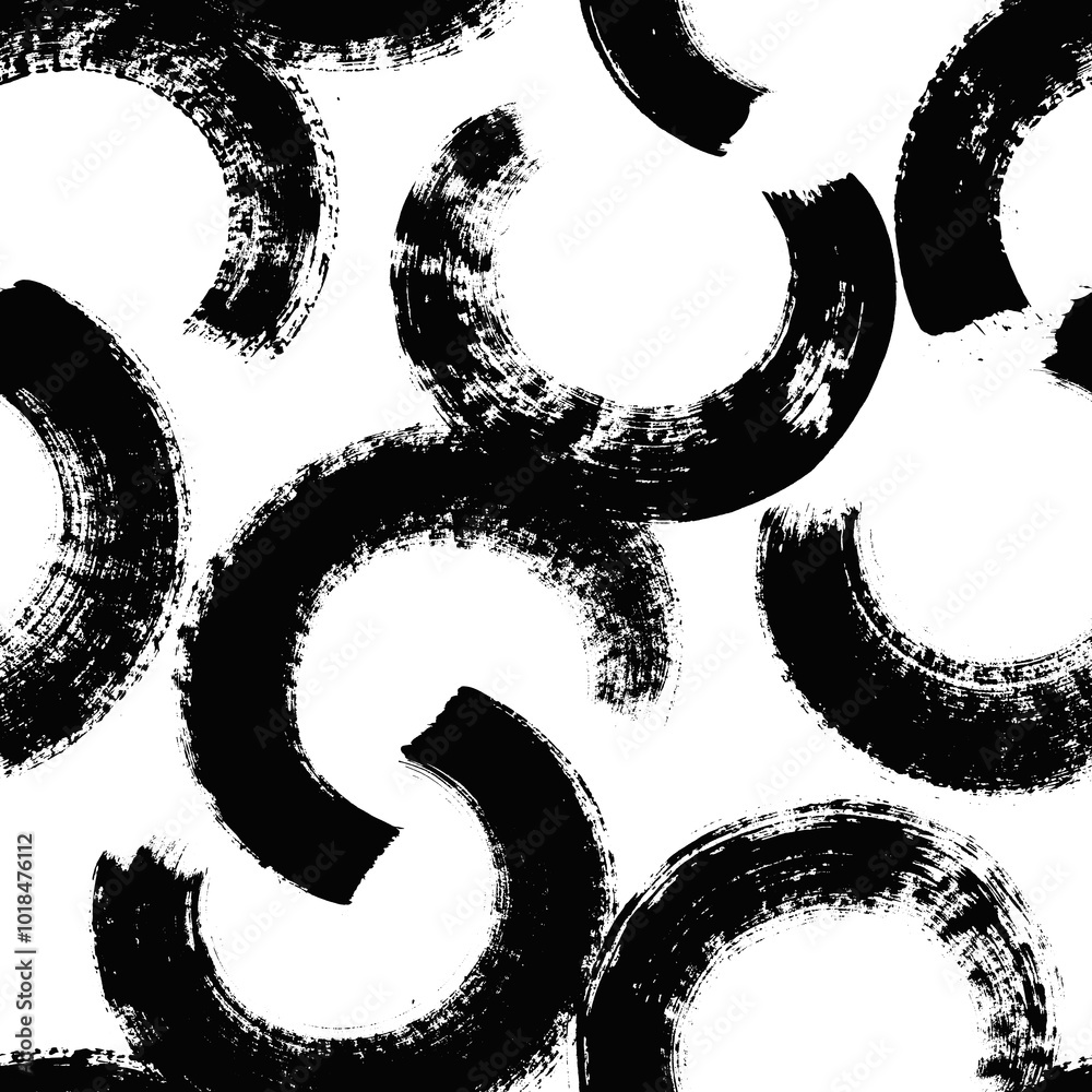 Aufkleber vector geometric pattern. seamless black and white brush stroke background. semicircles print with d