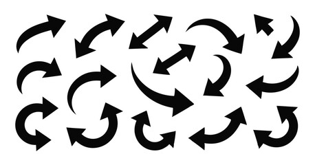 Set of Black Rotating Arrows - Vector Icons for Cycle and Refresh Concepts