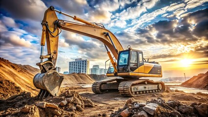 Excavadora Trabajando en un Sitio de Construcción con Maquinaria Pesada
