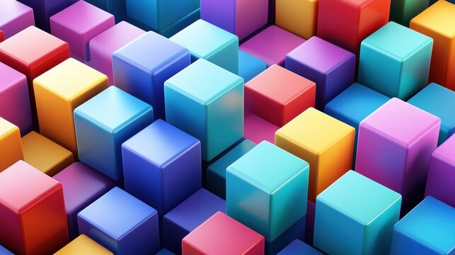 Fototapeta Colorful Cubes Abstract Background