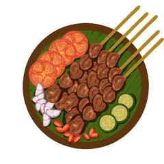 Chicken satay Indonesian food illustration