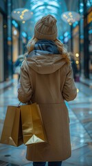 Obraz premium Close-up of a holding shopping bags in a mall. 