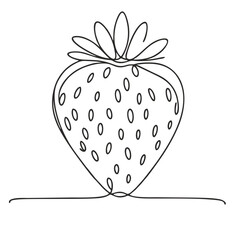 Strawberry. Icon. Vector drawing. One-line drawing. A simple drawing depicting a continuous line of a item .
