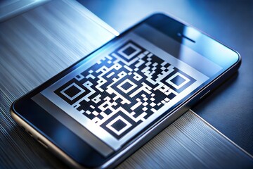 Innovation smartphone displaying qr code for digital interaction