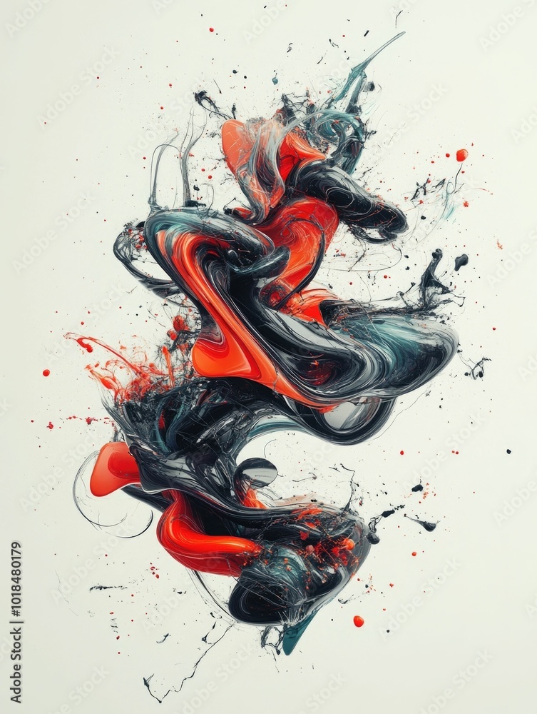 Poster this surreal fluid typography poster features abstract shapes and letters morphing and transforming 