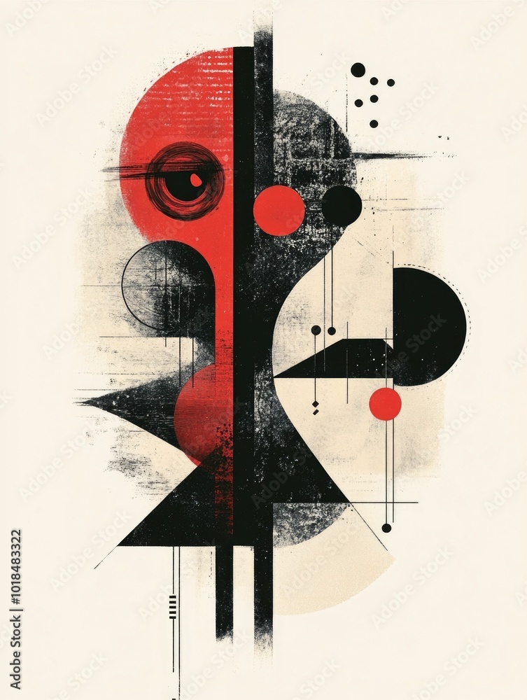 Poster Blended Abstract Shapes and Symbolic Animal Figurative Minimalist Poster Design   A captivating digital with a surreal and experimental blend of geometric shapes animal forms and symbolic elements