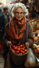 Older Woman at Produce Stand