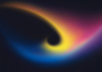 blue pink yellow abstract glowing color black dark backdrop, grainy texture effect, banner poster header design