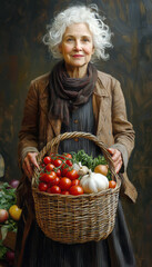 Elder Woman Shopping Produce