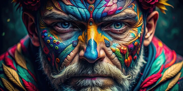 An intense close-up of a degloved face highlights delicate skin textures and anatomical structures, dramatically lit to emphasize the haunting beauty and depth of the features.