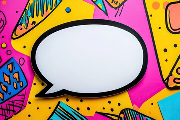 Colorful speech bubble on vibrant pop art background