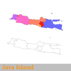 silhouette map of java island indonesia