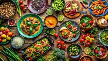 Fototapeta premium Experience mouthwatering home-cooked dishes brimming with fresh ingredients and vibrant colors, elevating your culinary adventures while delighting your palate and igniting your senses.
