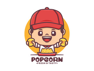 cute cartoon mascot design with popcorn