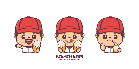 cute cartoon mascot design with ice cream