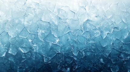 Obraz premium Frozen pattern on winter glass. Blue ice frost background, texture blue wallpaper. Crystals of snow on window surface. Screen overlay abstract design