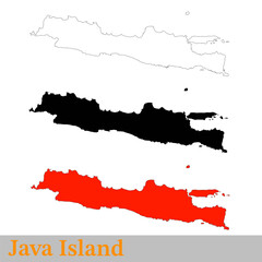 silhouette map of java island indonesia