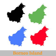 silhouette map of borneo island