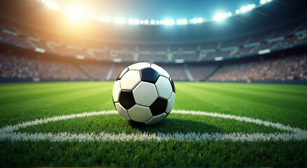 Fototapeta premium soccer ball on stadium